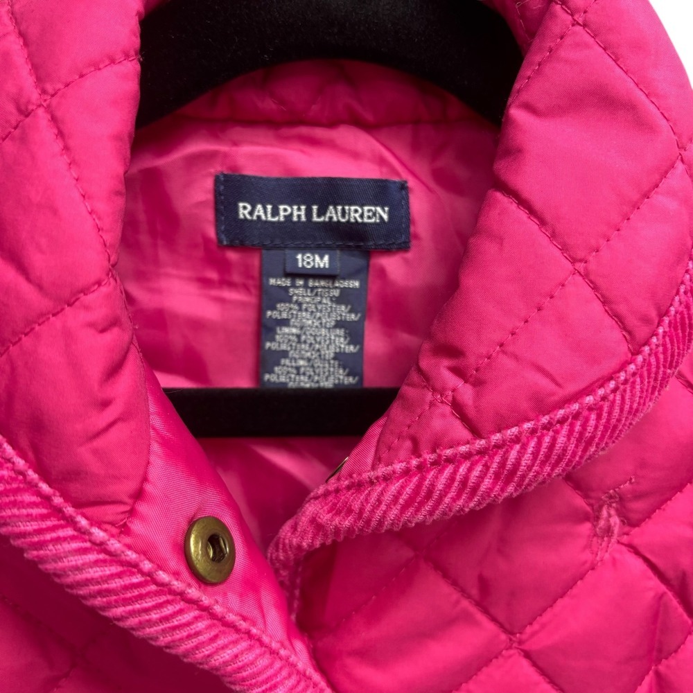 Ralph Lauren Hot Pink Quilted Barn Jacket Preppy Classic Girls 18M - Picture 3 of 7